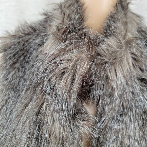 Ci Sono Faux Fur Vest in Gray Brown Multi Festival Boho Mobwife - Picture 2 of 10
